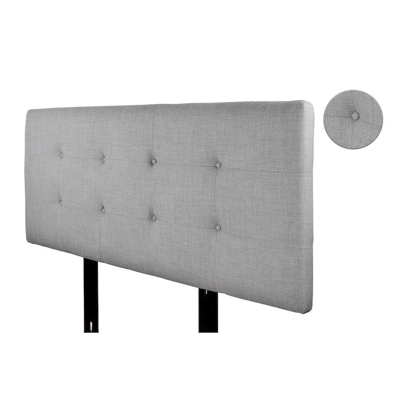 Button-Tufted Dark Grey Upholstered Headboard