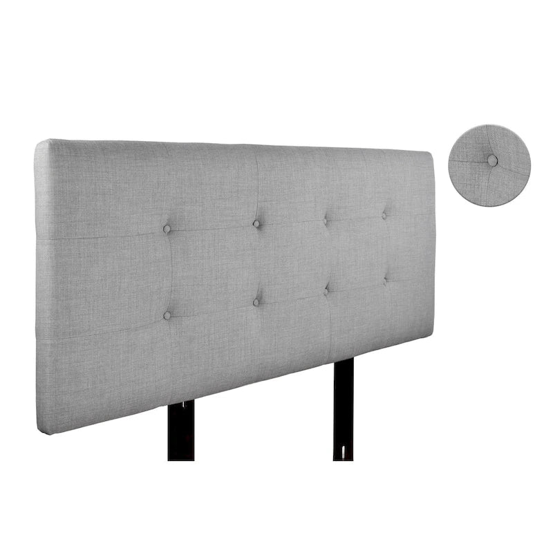 Button-Tufted Dark Grey Upholstered Headboard