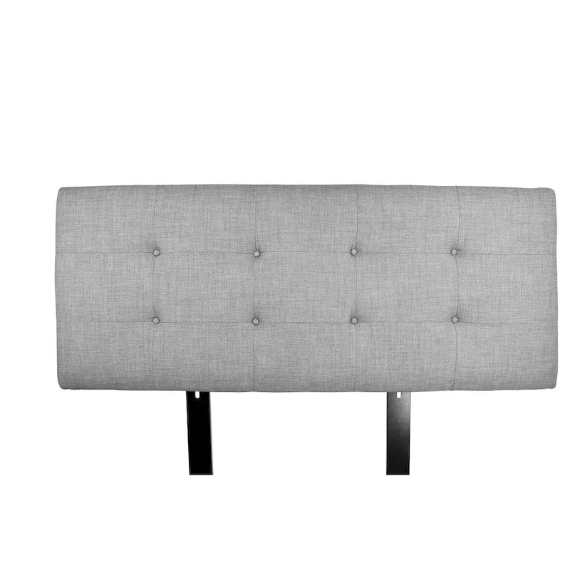Button-Tufted Dark Grey Upholstered Headboard