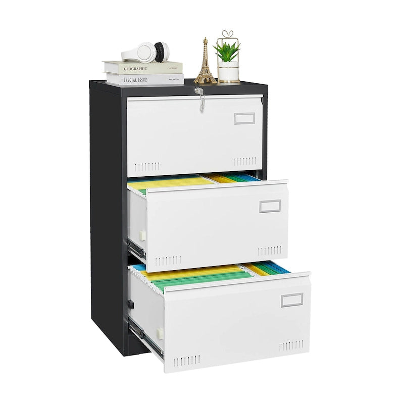 3-Drawer Metal Lateral File Cabinet with Lock