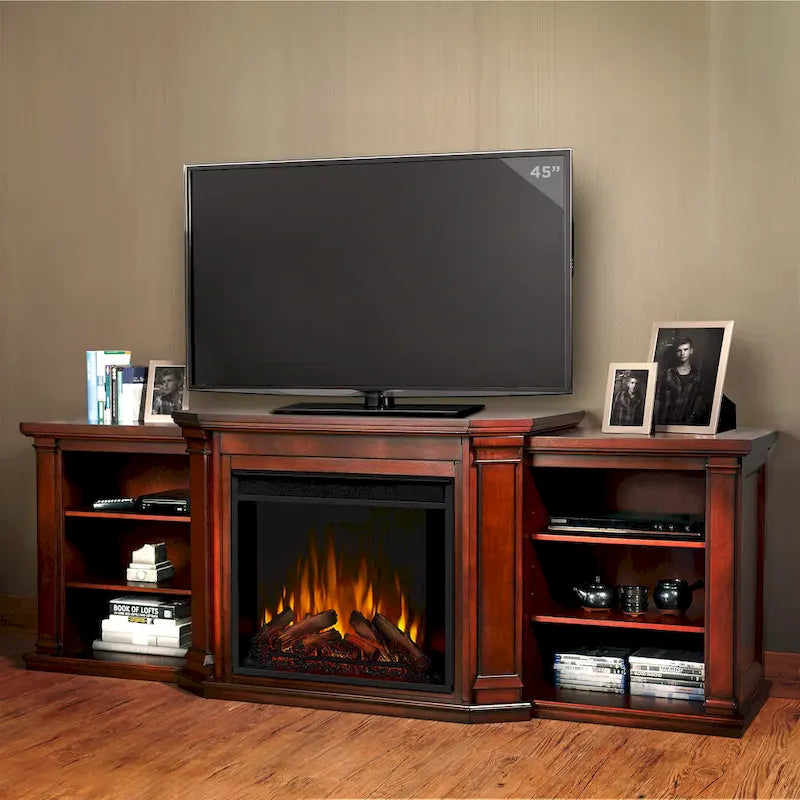 Electric TV Stand Fireplace in Dark Mahogany