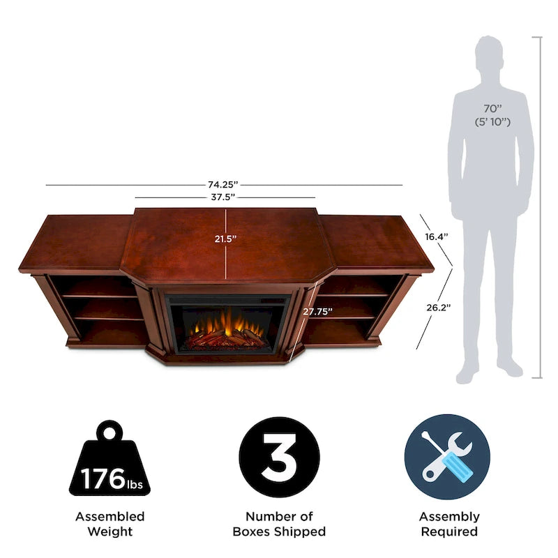 Electric TV Stand Fireplace in Dark Mahogany
