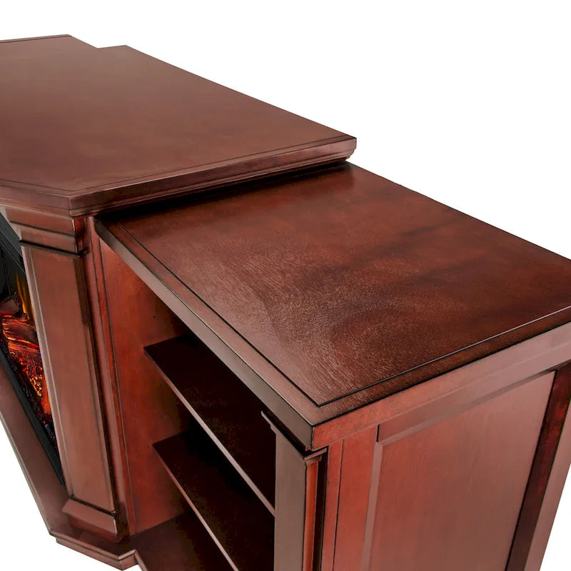 Electric TV Stand Fireplace in Dark Mahogany