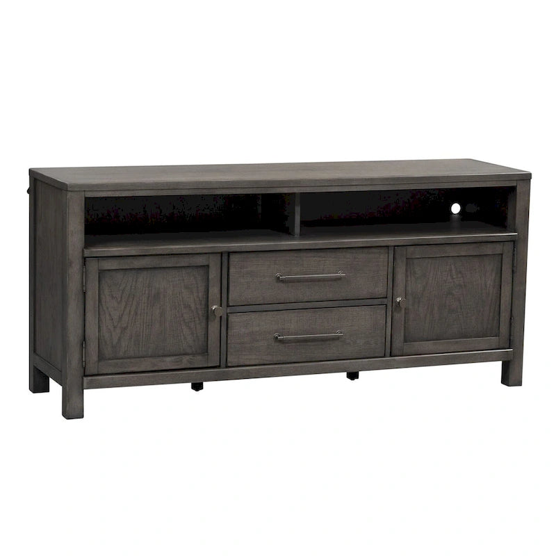66-Inch Distressed Dark Gray TV Console