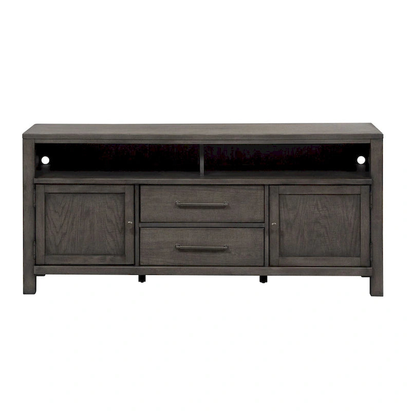 66-Inch Distressed Dark Gray TV Console