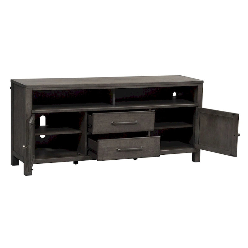66-Inch Distressed Dark Gray TV Console