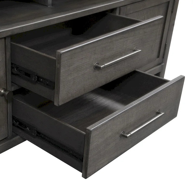 66-Inch Distressed Dark Gray TV Console