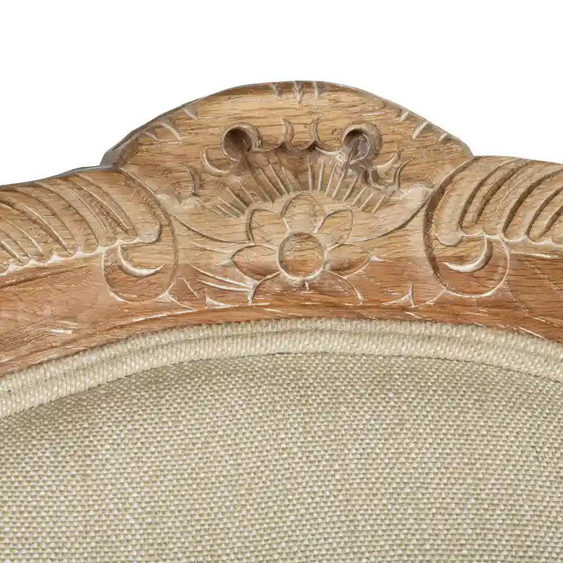 Oak and Natural Linen Wing Chair - 34W x 34D x 40H
