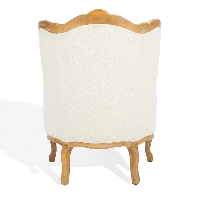 Oak and Natural Linen Wing Chair - 34W x 34D x 40H