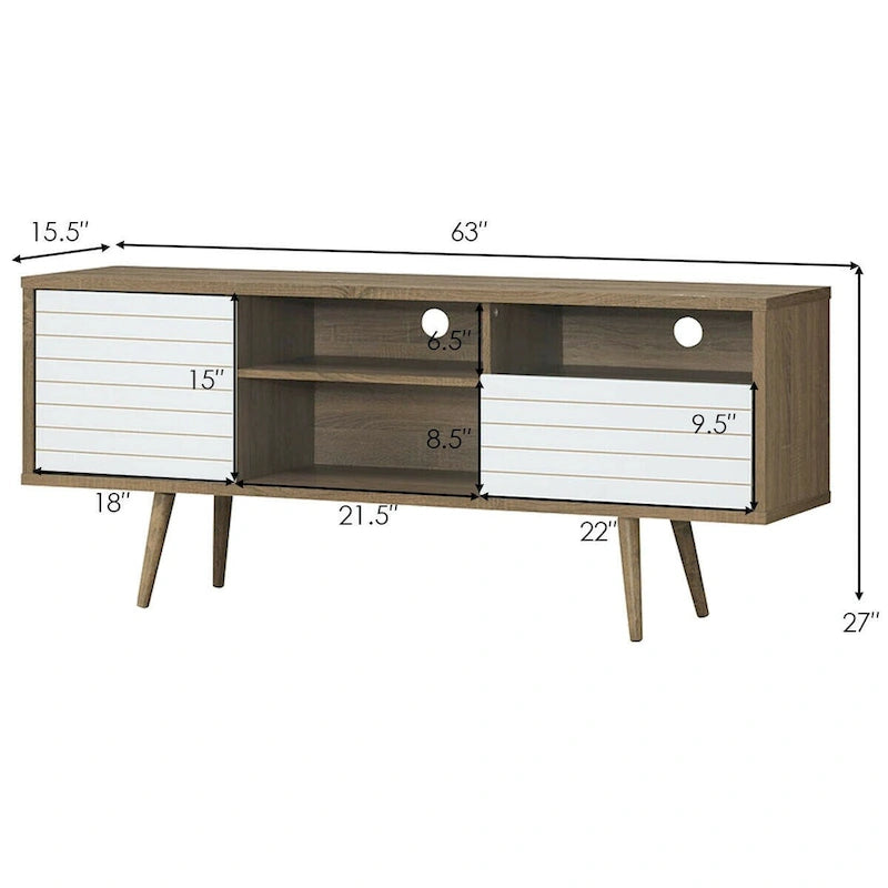 Modern TV Stand for TVs up to 65 Inches with Shelves, Cabinet and Drawer