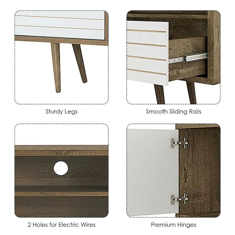 Modern TV Stand for TVs up to 65 Inches with Shelves, Cabinet and Drawer