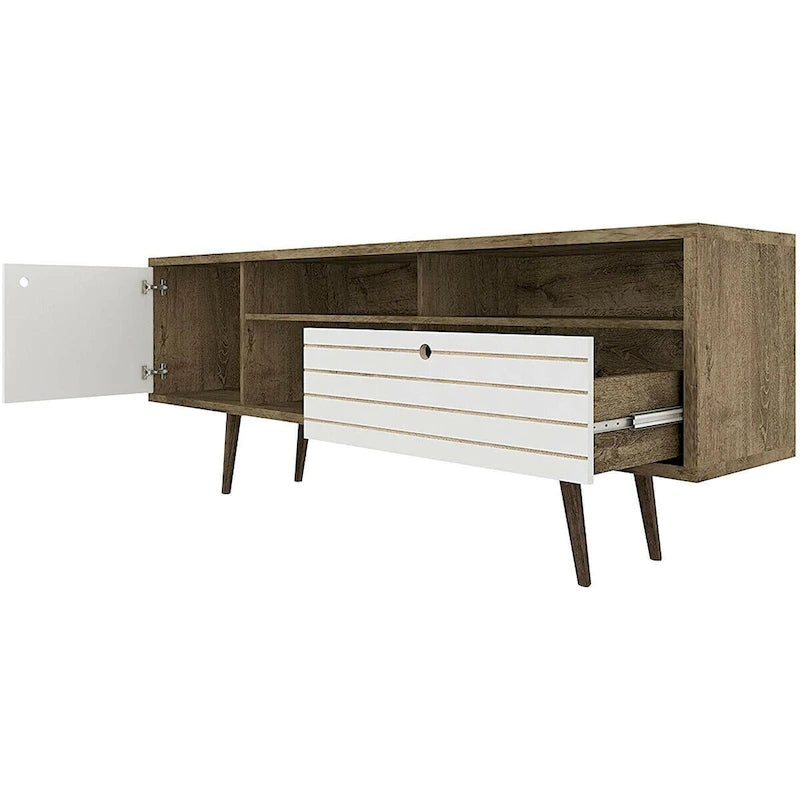 Modern TV Stand for TVs up to 65 Inches with Shelves, Cabinet and Drawer