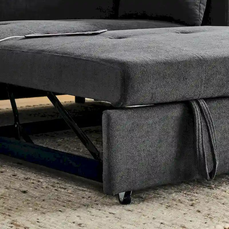 54-Inch 2-Seat Pull-Out Sofa Bed with Storage and USB Power Outlet