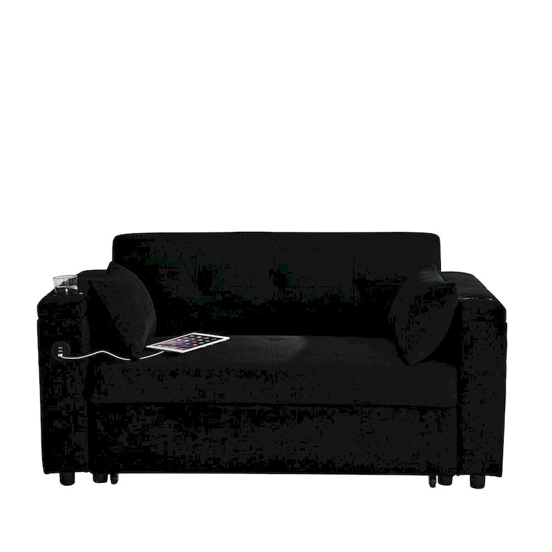54-Inch 2-Seat Pull-Out Sofa Bed with Storage and USB Power Outlet