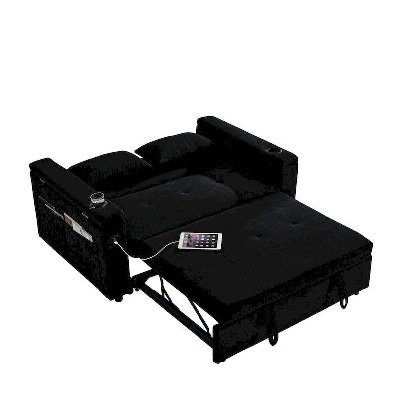 54-Inch 2-Seat Pull-Out Sofa Bed with Storage and USB Power Outlet