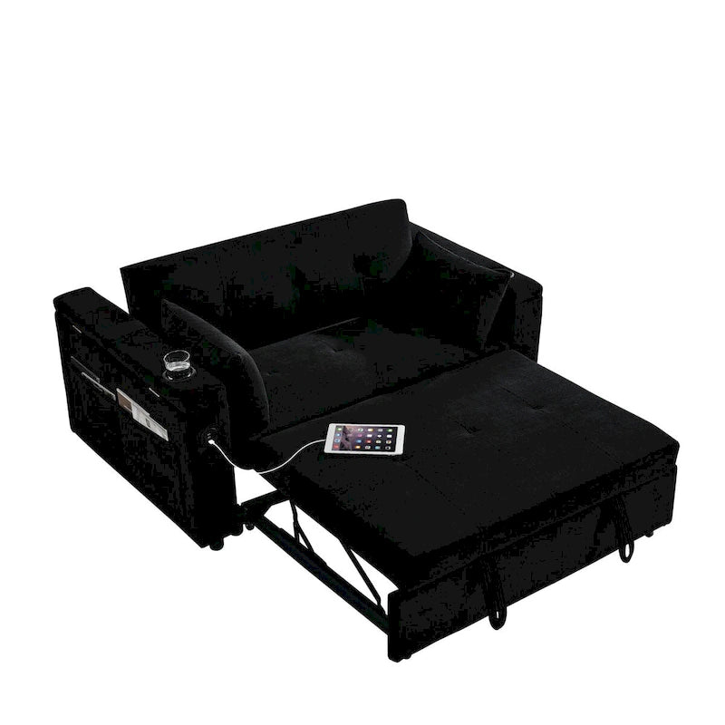 54-Inch 2-Seat Pull-Out Sofa Bed with Storage and USB Power Outlet