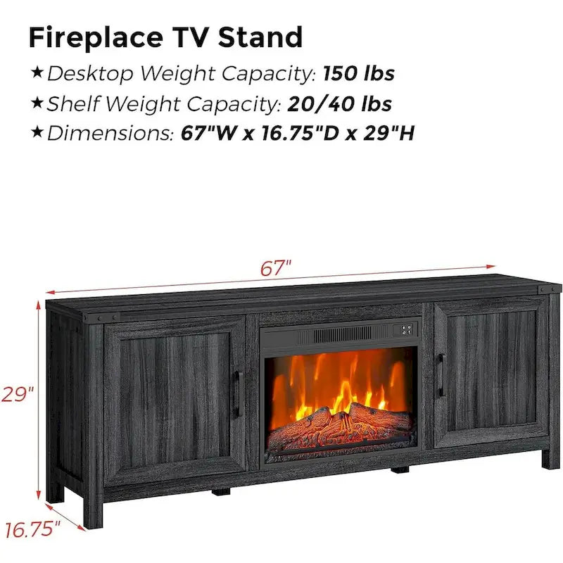 Farmhouse Electric Fireplace TV Stand for TVs up to 65 Inches