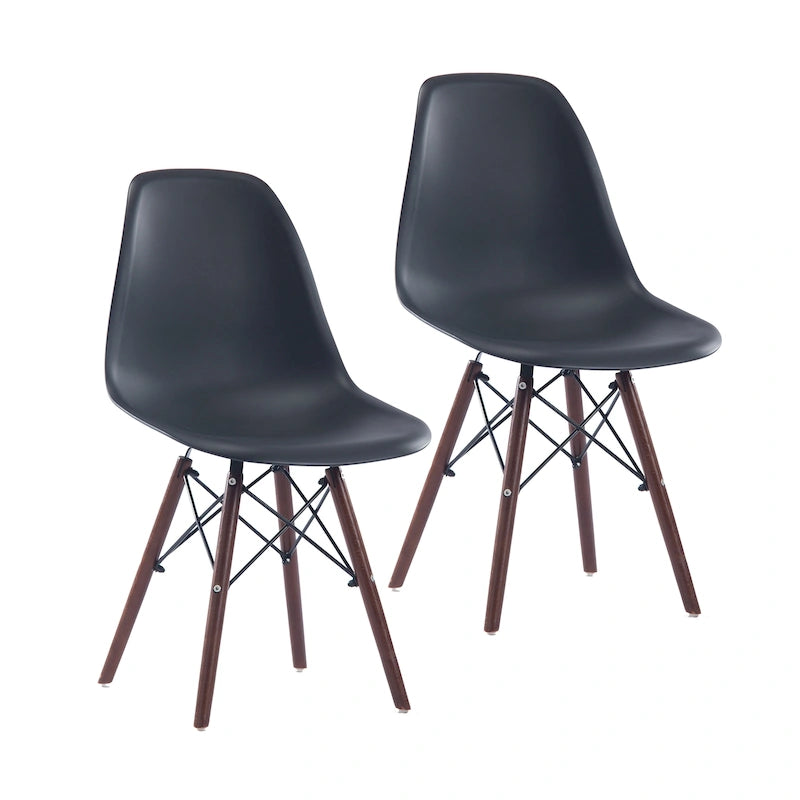 Modern Dining Chairs with Walnut Wood Legs, Set of 2