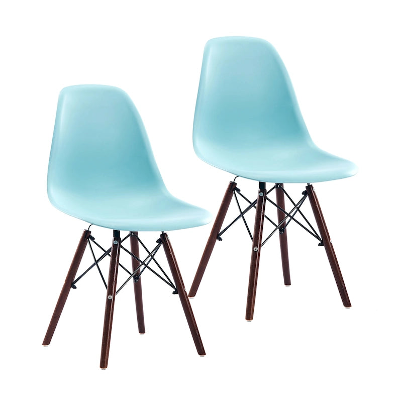 Modern Dining Chairs with Walnut Wood Legs, Set of 2