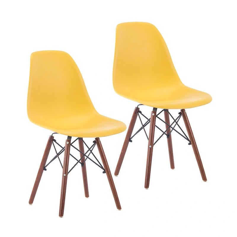 Modern Dining Chairs with Walnut Wood Legs, Set of 2