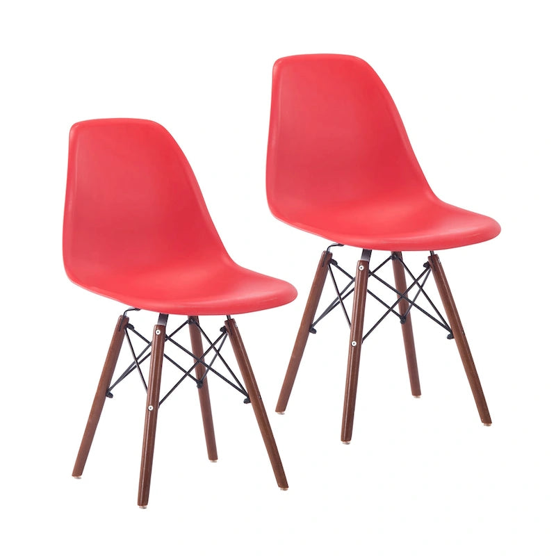 Modern Dining Chairs with Walnut Wood Legs, Set of 2
