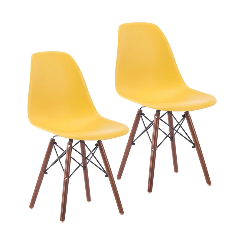 Modern Dining Chairs with Walnut Wood Legs, Set of 2