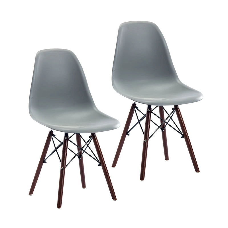 Modern Dining Chairs with Walnut Wood Legs, Set of 2
