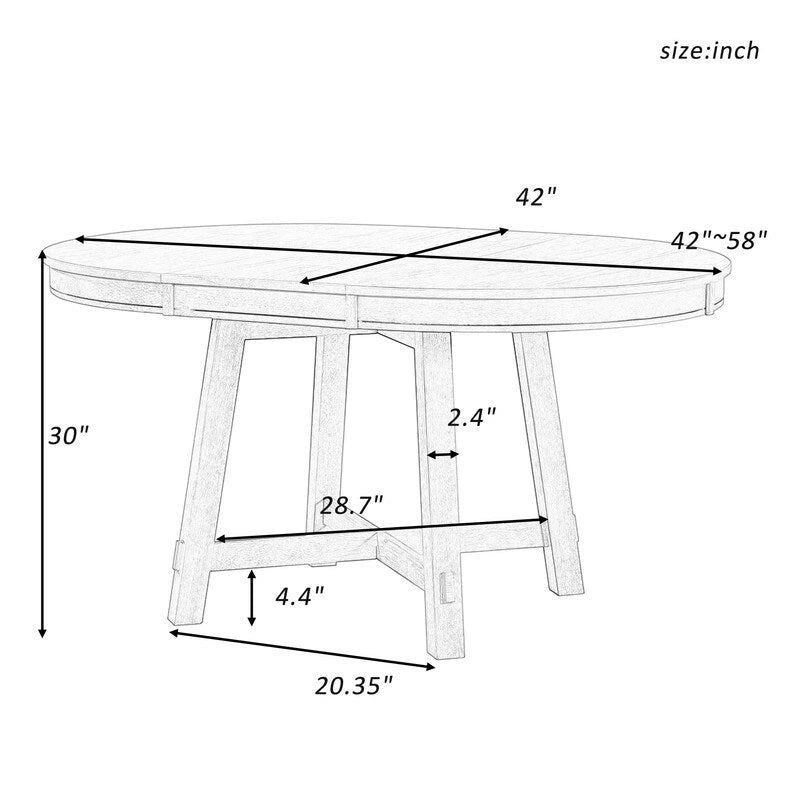 Round Extendable Wood Dining Table with X-Shaped Base