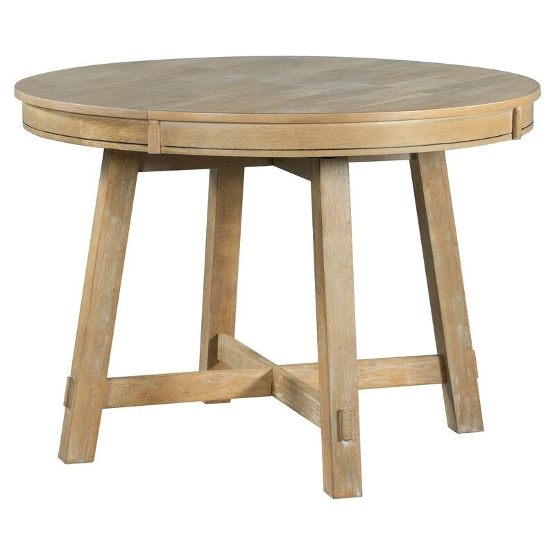 Round Extendable Wood Dining Table with X-Shaped Base