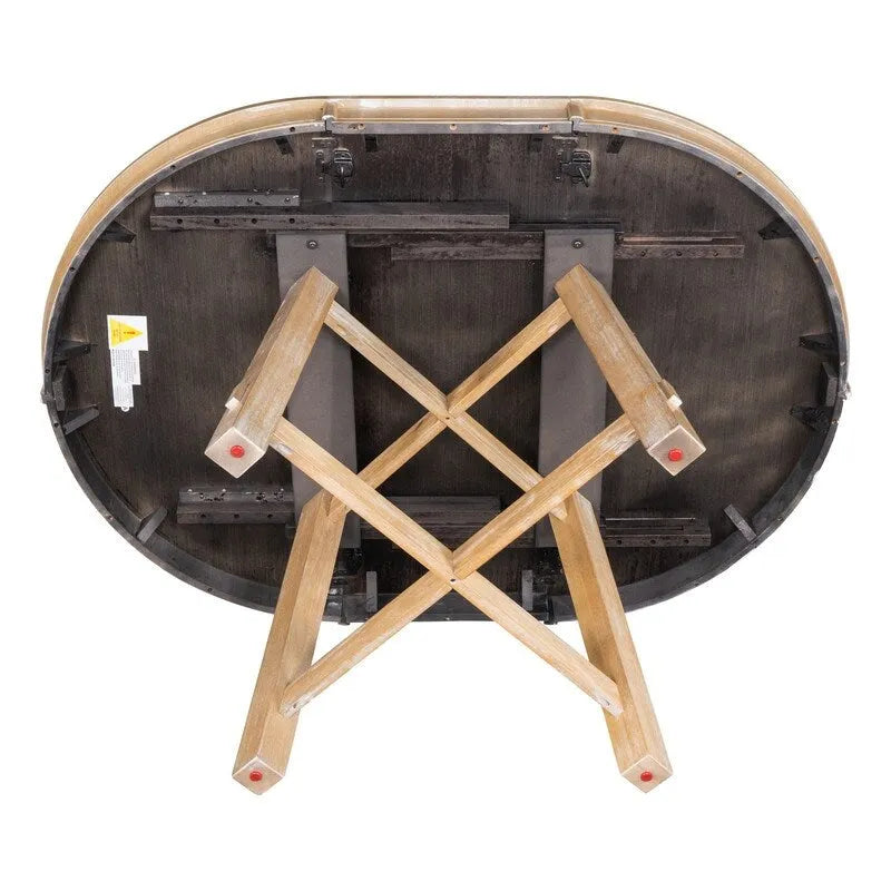 Round Extendable Wood Dining Table with X-Shaped Base