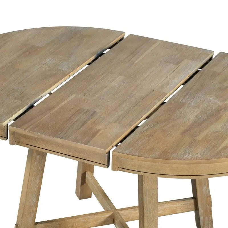 Round Extendable Wood Dining Table with X-Shaped Base