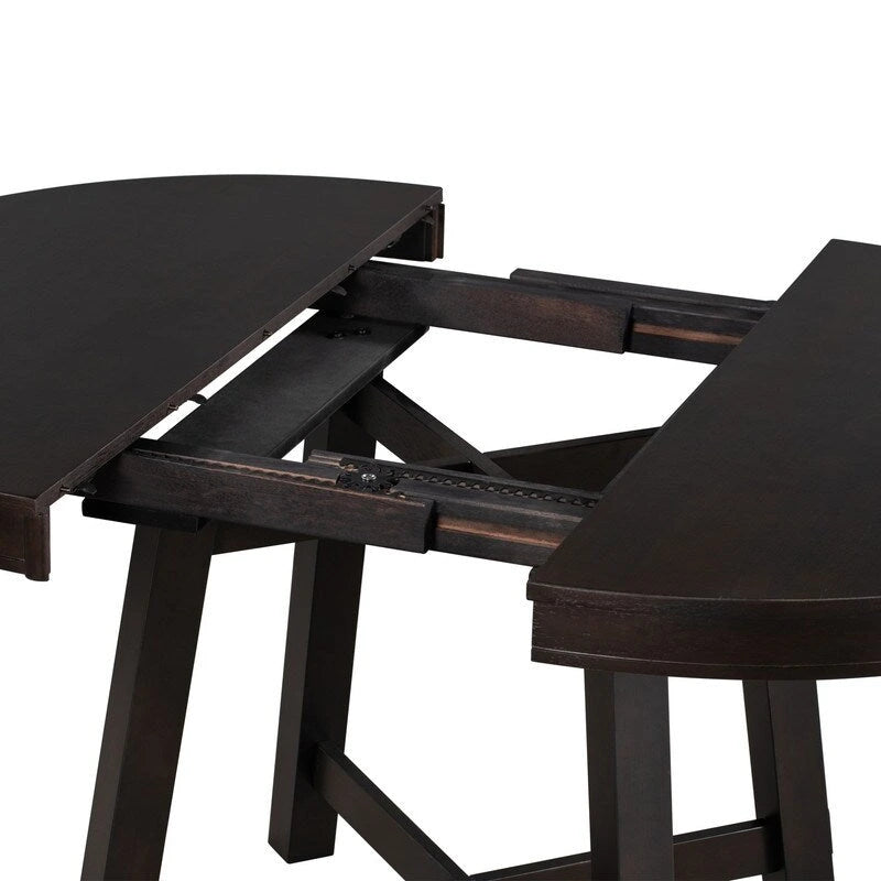 Round Extendable Wood Dining Table with X-Shaped Base