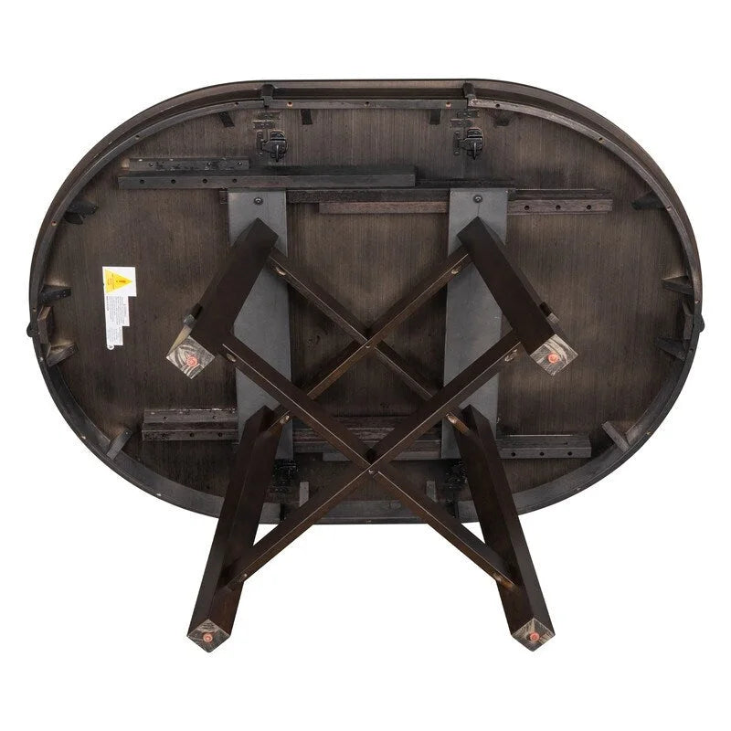 Round Extendable Wood Dining Table with X-Shaped Base