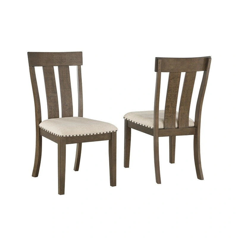 Brown Oak Ladder-Back Side Chairs (Set of 2)