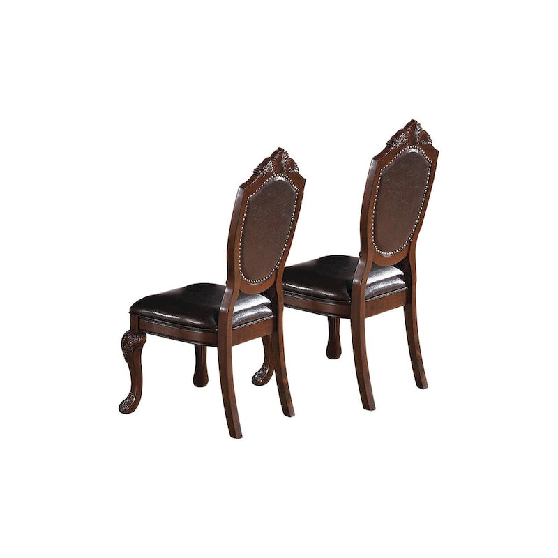 Dark Brown Faux Leather Dining Arm Chairs, Set of 2
