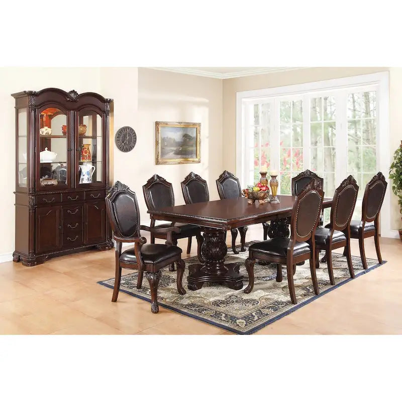 Dark Brown Faux Leather Dining Arm Chairs, Set of 2