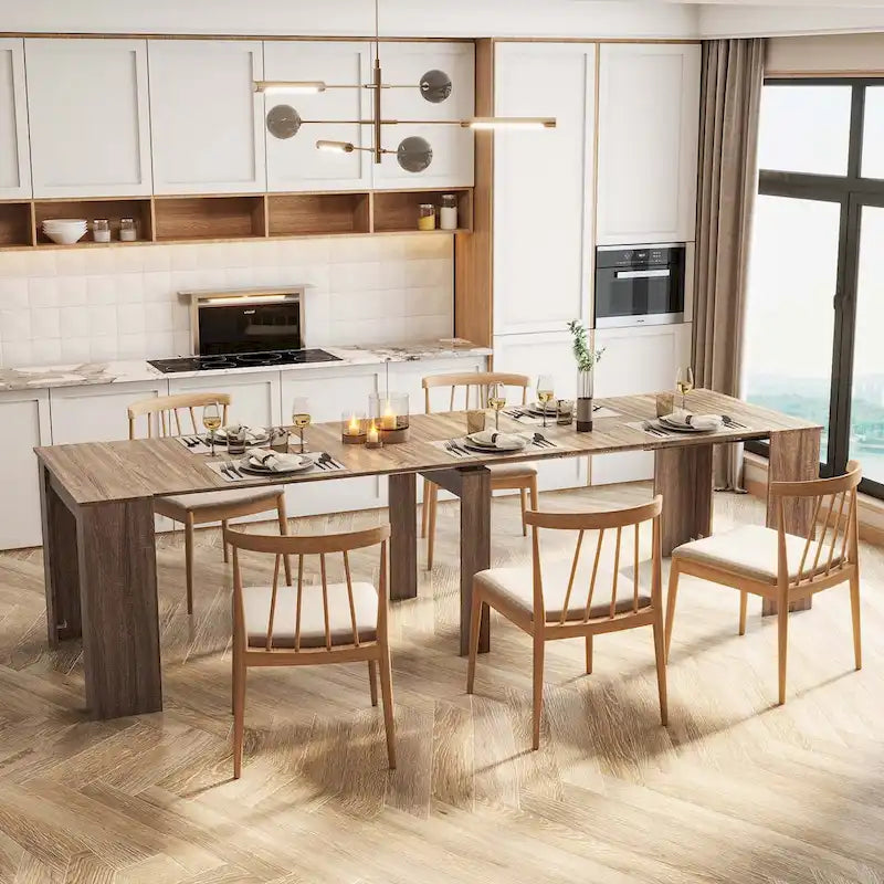Extendable Console and Dining Table, Brown