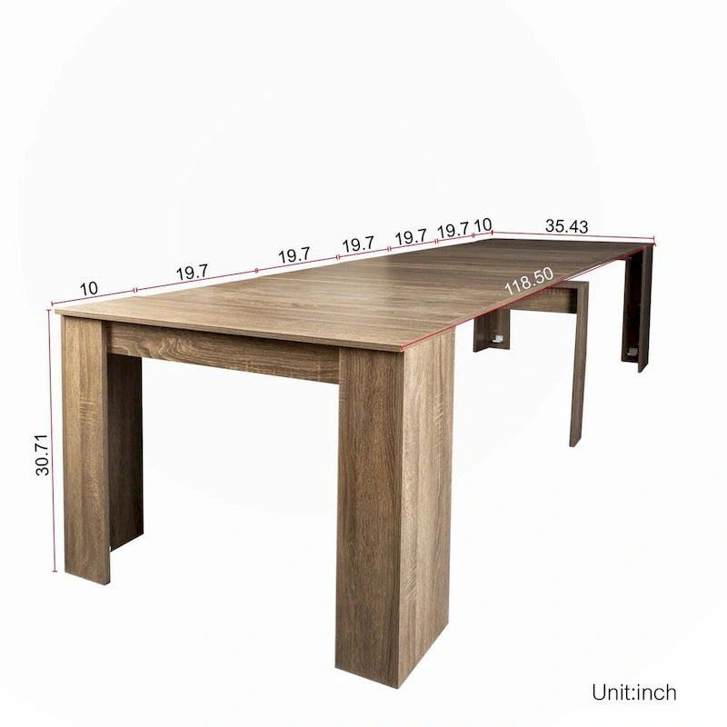 Extendable Console and Dining Table, Brown